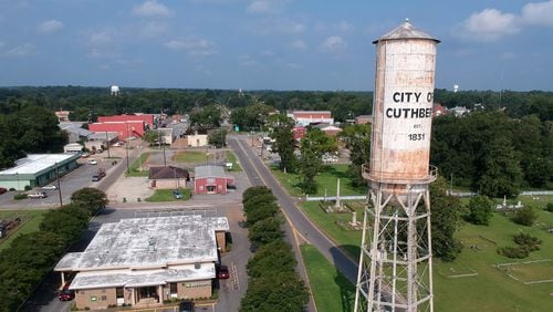 Arial view of the city of Cuthbert in Randolph County on Friday, Aug. 24, 2018. HYOSUB SHIN / HSHIN@AJC.COM