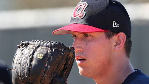Braves pitcher Lucas Sims, a former Brookwood High  standout, was optioned to Triple-A Gwinnett on Saturday. (Curtis Compton/ccompton@ajc.com)