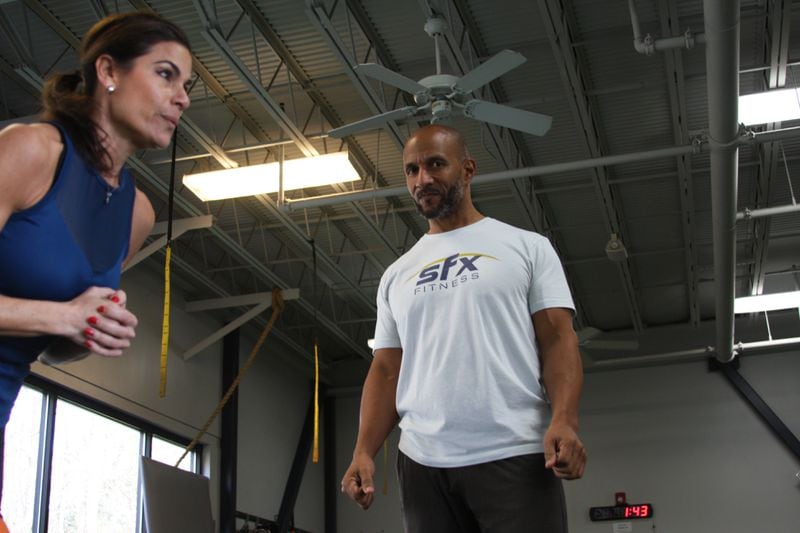 Fitness trainer Robert Haddocks works with his client Kimberly Chiodo.
“(Fitness) is probably more important now than it ever was because of the coronavirus. It is important to stay healthy and fit and keep that immune system cranking. Exercise is going to maintain that,” Haddocks said. 