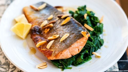 Trout Almondine with Spinach