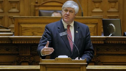Mar. 1 2017 - Atlanta - Senate Majority Leader Bill Cowsert, R-Athens, sponsored SB 1. The Georgia Senate backed a measure Wednesday that broadly rewrites the state’s domestic terrorism law, giving the state attorney general more power to prosecute alleged terrorists and creating a separate Homeland Security agency. The 27th legislative day of the 2017 Georgia General Assembly. BOB ANDRES /BANDRES@AJC.COM