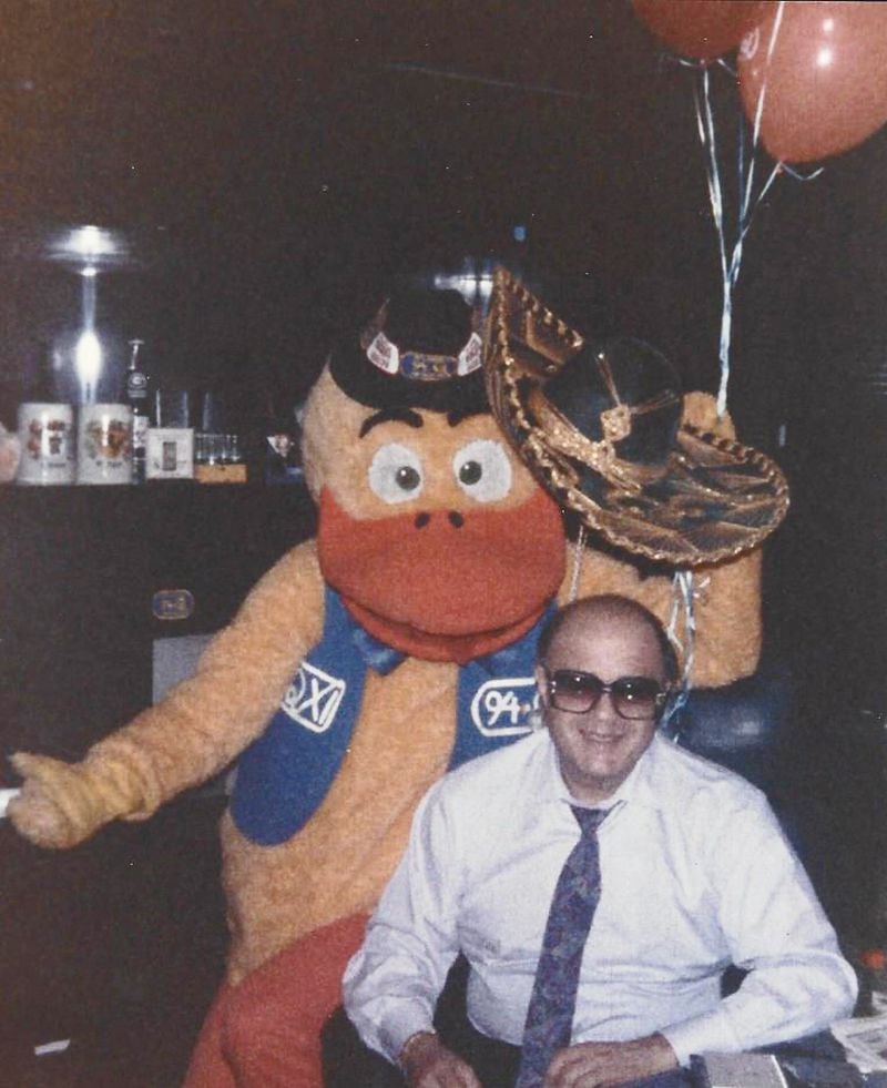 Tom Sullivan as Quixie Quacker, the duck mascot for WQXI-AM, with Jerry Blum from the late 1970s. CREDIT: Tom Sullivan