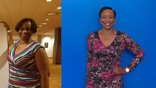 In the photo on the left, taken in April 2017, Tanya Mitchell Graham weighed 228 pounds. In the photo on the right, taken this month, she weighed 172 pounds. (Photos contributed by Tanya Mitchell Graham)