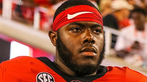 Georgia offensive lineman Andrew Thomas was an all-SEC player this past season. He was an all-state player at Pace Academy, which he helped lead to a state championship in 2016. He was one of 18 former Pace players on college rosters in 2018.