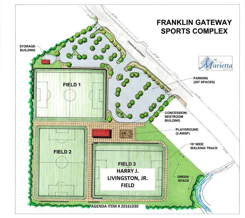 The master rendering for the Franklin Gateway Sports Complex in Marietta.