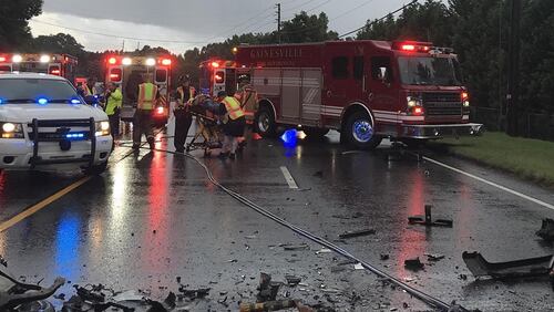 Three people were hurt in a head-on crash in Gainesville.