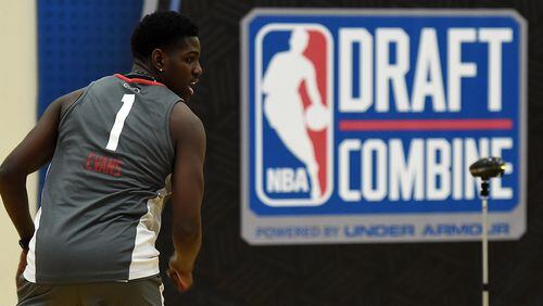Jawun Evans participates in drills during Day 2 of the NBA Draft Combine at Quest MultiSport Complex on May 12, 2017 in Chicago, Illinois. (Photo by Stacy Revere/Getty Images)