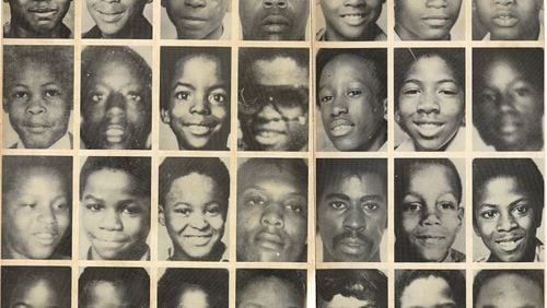 These photos show most of the victims killed in the Atlanta area between 1979 and 1981. Wayne Williams is serving life in prison for the murders of two of the adults and has been blamed for most of the other deaths.