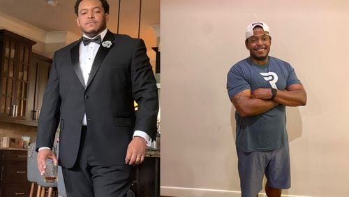 In the photo on the left, taken in November 2019, Henry “Butch” Bailey weighed 320 pounds. In the photo on the right, taken in September, he weighed 258 pounds. (Photos courtesy of Henry “Butch” Bailey)