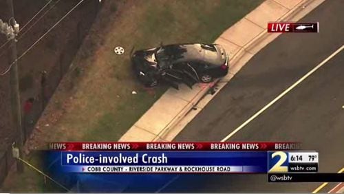 The Georgia State Patrol investigated a crash in Cobb County on Monday. (Credit: Channel 2 Action News)