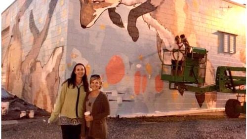 Norcross unveils new mural, “Tumblefield,” as part of the city’s efforts to transform Skin Alley into an ArtWay. Courtesy City of Norcross