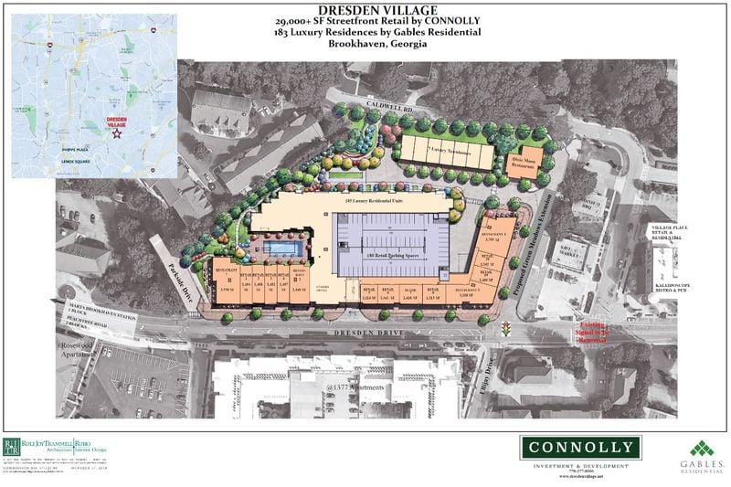 The proposed layout of the mixed-use complex on Dresden Drive.