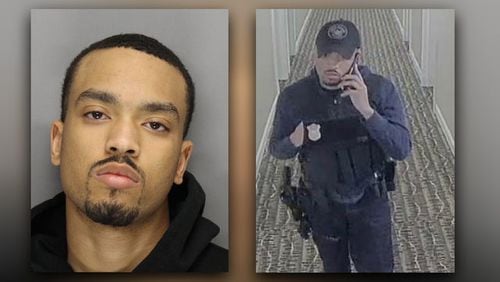 Justin Thorne was arrested after allegedly committing an armed robbery while wearing a police uniform.