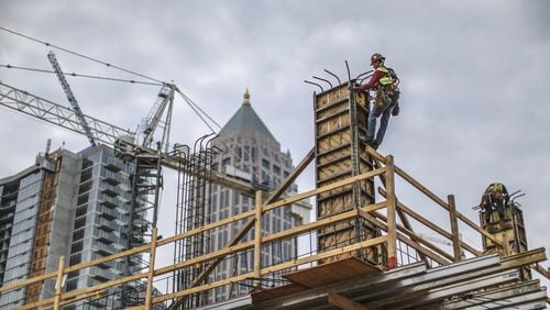 Construction was among sectors that added jobs in Georgia in March. BRANT SANDERLIN/BSANDERLIN@AJC.COM