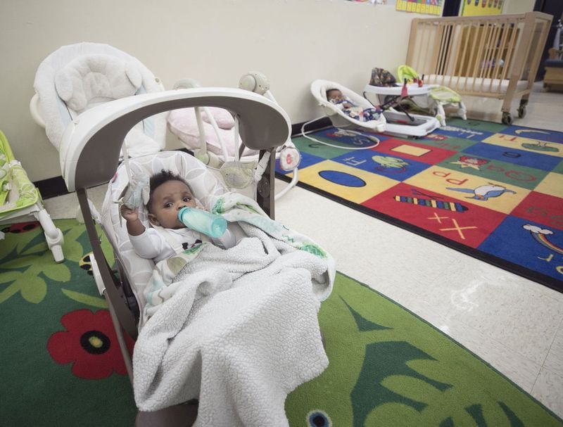 Phoenix Academy has a nursery to care for the children of students. The academy also offers a food pantry, a nursery for children of students, and a clothing boutique, where students can get needed supplies and clothes to wear to job interviews. BOB ANDRES / ROBERT.ANDRES@AJC.COM