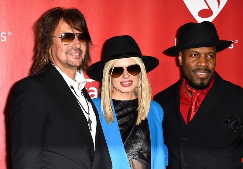 LOS ANGELES, CA - FEBRUARY 06: (L-R) Musicians Richie Sambora, Orianthi, and Michael Bearden attend the 25th anniversary MusiCares 2015 Person Of The Year Gala honoring Bob Dylan at the Los Angeles Convention Center on February 6, 2015 in Los Angeles, California. The annual benefit raises critical funds for MusiCares' Emergency Financial Assistance and Addiction Recovery programs. (Photo by Frazer Harrison/Getty Images) Richie Sambora, Orianthi and Michael Bearden are working on a soul-rock stew. Photo: Getty Images.