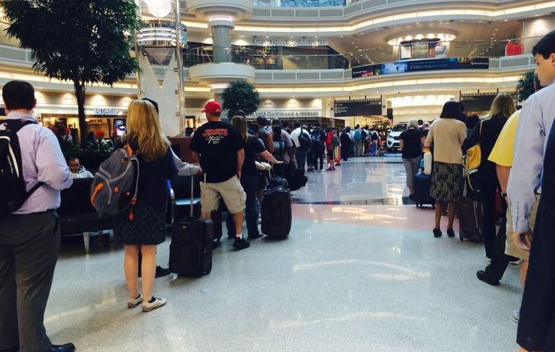 TSA security lines snake through the terminal at Hartsfield-Jackson.