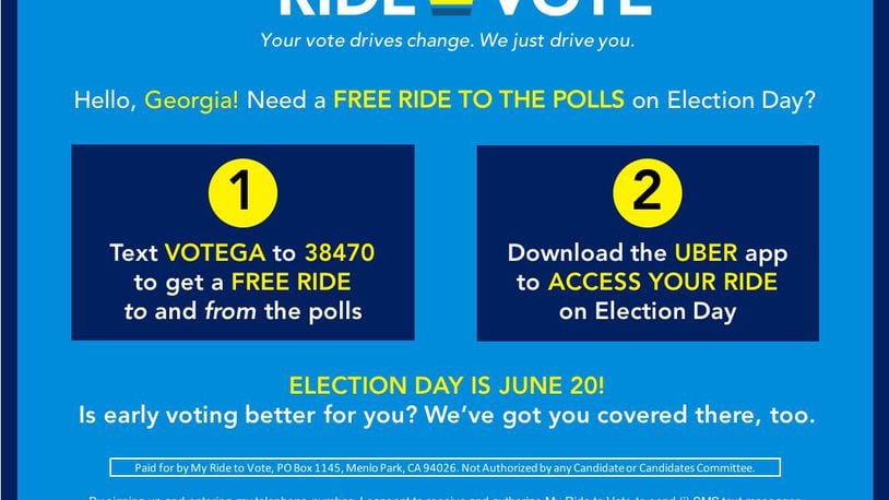As part of an effort to get voters to the polls, My Ride to Vote is working with voter advocacy groups such as the New Georgia Project to hand out notecards explaining how to make use of the service. Image provided by My Ride to Vote.