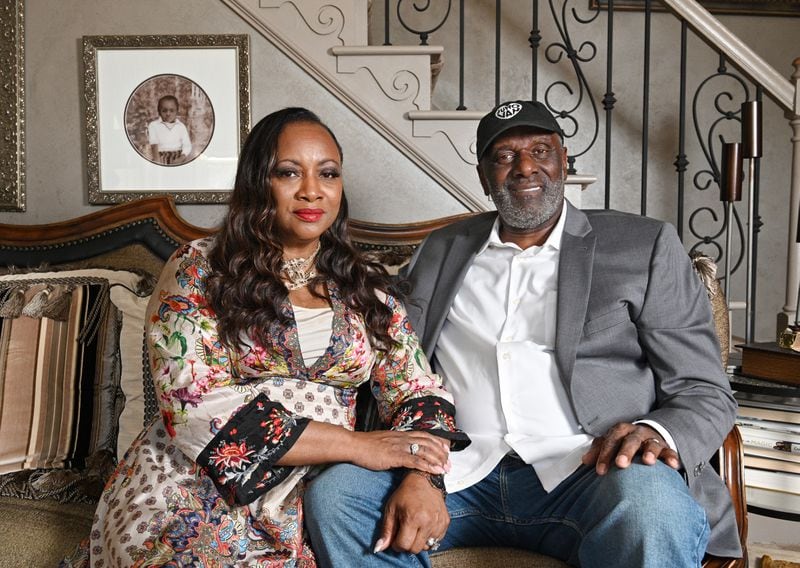 Portrait of Pat Houston (left), and her husband Gary Houston, brother of Whitney Houston, at their home, in Alpharetta. Whitney Houston's estate releases a new album 11 years after the singer's death. (Hyosub Shin / Hyosub.Shin@ajc.com)