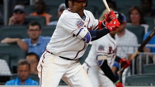 Ozzie Albies was called up from Triple-A Tuesday and made his first major league hit a memorable one Thursday, a three-run homer in the ninth inning against the Dodgers. (Photo by Kevin C. Cox/Getty Images)