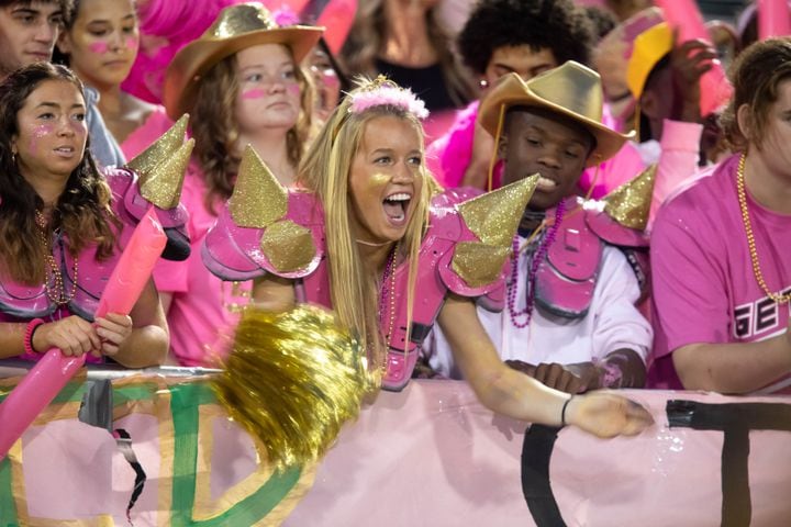 Grayson students cheer during a GHSA high school football game between the Grayson Rams and the Brookwood Broncos at Grayson High School in Loganville, Ga. on Friday, October 22, 2021. (Photo/Jenn Finch)