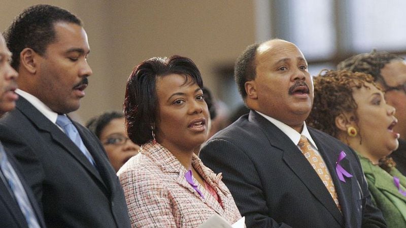 Bernice King, in this undated photo attends a King Day service with her siblings, Dexter Scott King, Martin Luther King III and the late Yolanda King.