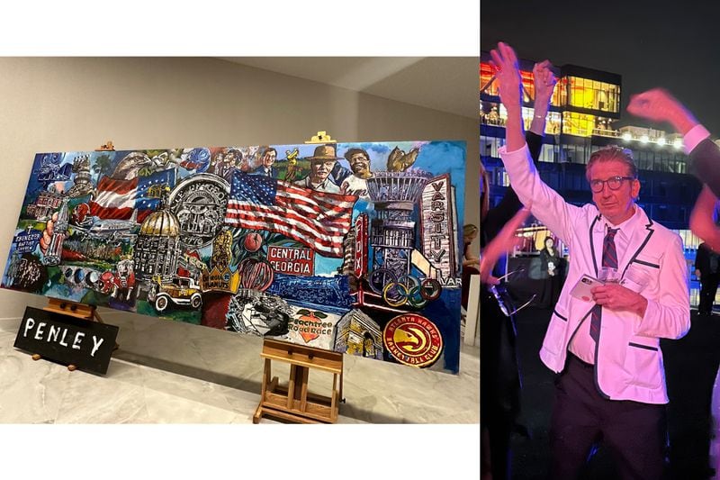 Gray Television commissioned an Atlanta-themed art mural from local artist Steve Penley for the opening of Assembly Studios Oct. 21, 2023. RODNEY HO/rho@ajc.com