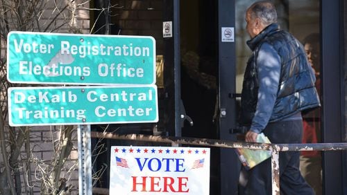 February 16, 2016 Decatur - A voter comes in to cast his ballot at an early vote location in DeKalb County Voter Registration & Elections Office on Tuesday, February 16, 2016. There have been 44 statewide Democratic primaries in Georgia since 1996 and 60 for Republicans. Among the former, DeKalb County Democrats have voted for the winner 42 times. Among the latter, Dawson County Republicans went for the winner 55 times. It’s clear then: Any presidential candidate who wants to win in Georgia better win in the right place. HYOSUB SHIN / HSHIN@AJC.COM