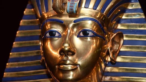 The burial mask of Egyptian Pharaoh Tutankhamun is shown during the 'Tutanchamun - Sein Grab und die Schaetze' Exhibition Preview at Kleine Olympiahalle on April 2, 2015 in Munich, Germany. (Photo by Hannes Magerstaedt/Getty Images)