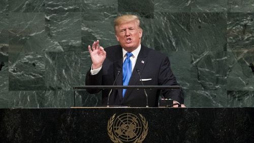 President Trump addresses the United Nations General Assembly at UN headquarters Sept. 19, 2017.