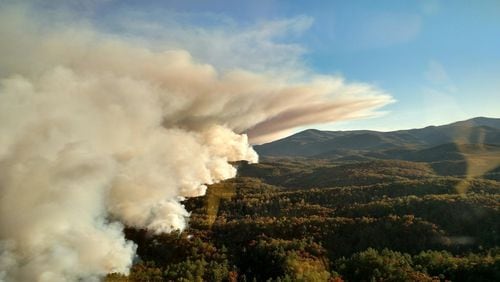 Smoke fills the air in the Cohutta Wilderness, where 19,411 acres burned on Monday, Nov. 14, 2016. (Photo: U.S. Forestry Commission)