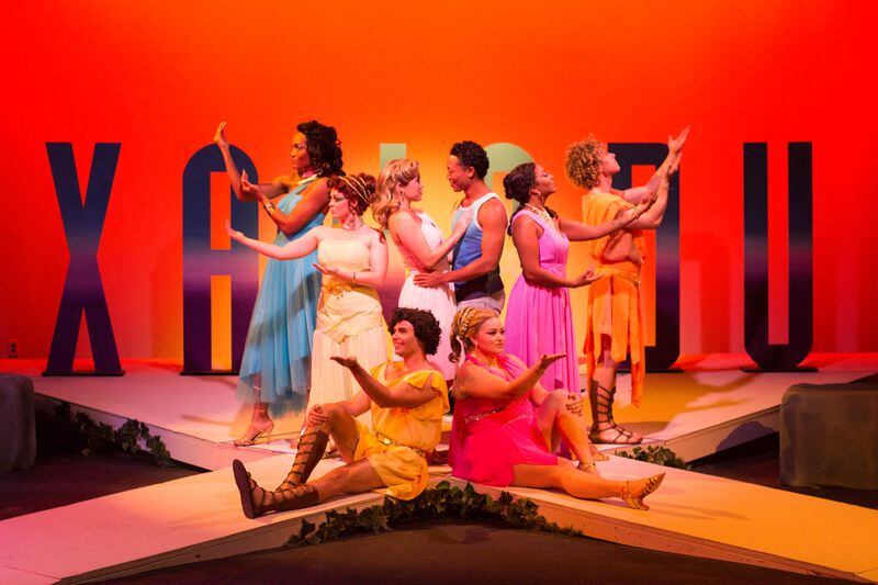 The cast of Out Front Theatre Company's production of "Xanadu."