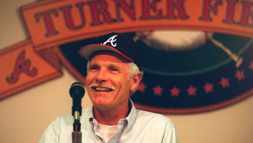 Ted Turner holds a press conference on Marlch 29, 1997 before the opening day at Turner Field. (AJC Staff Photo/David Tulis)