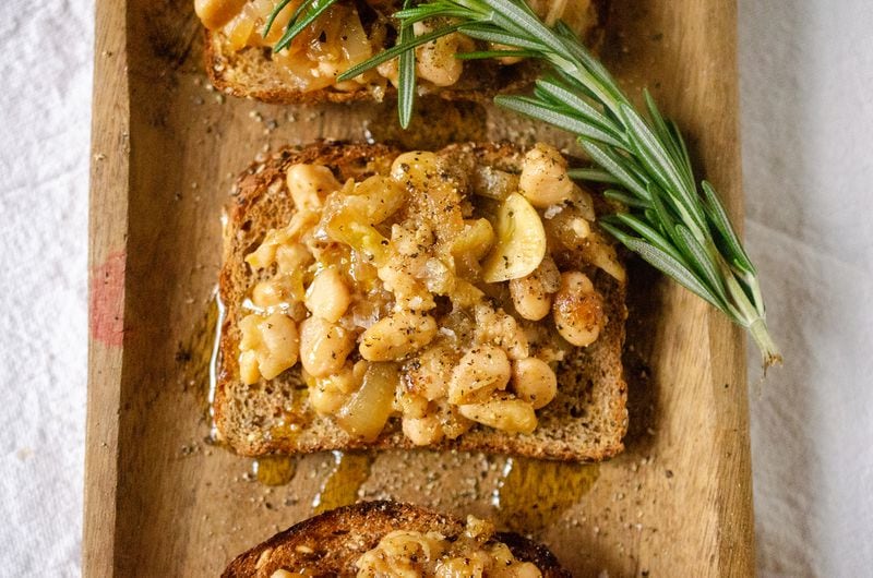 White Bean Toast gives you an option that's way more inexpensive than avocado toast. (Virginia Willis for The Atlanta Journal-Constitution)