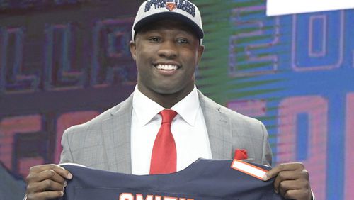 Georgia outside linebacker Roquan Smith is selected eighth overall by the Chicago Bears during the NFL Draft at AT&T Stadium in Arlington, Texas, on April 26, 2018. (Max Faulkner/Fort Worth Star-Telegram/TNS)