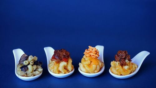 From left: Wild Mushroom Macaroni and Cheese, Macaroni and Cheese with a Five-Spice Beef Topping, Macaroni and Cheese with Buffalo Chicken Topping and Macaroni and Cheese with a Barbecued Brisket Topping. (Christian Gooden/St. Louis Post-Dispatch/TNS)