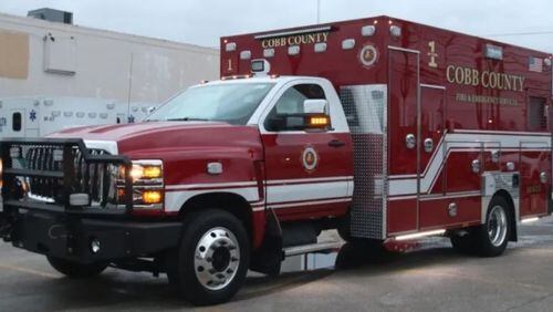 The Sandy Springs Fire Department would use an emergency vehicle like this one operated in Cobb County to transport patients to hospitals when AMR ambulances were delayed. (Courtesy of Sandy Springs Fire Department)