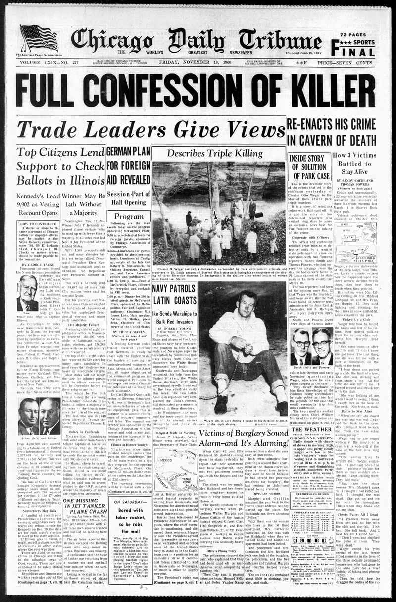Chicago Tribune front page, Nov. 18, 1960.
