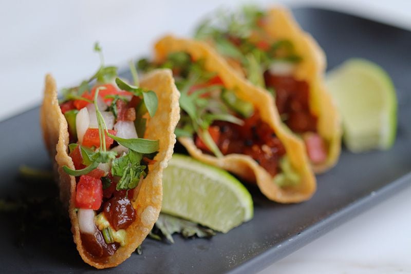One Flew South's crowd-pleasing poke tacos are available at its new intown location. Courtesy of Tori Allen PR