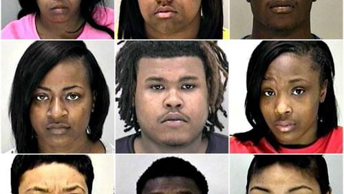 The Richmond County Sheriff’s Office has identified nine people arrested and one person wanted in connection with a massive street brawl in east Georgia that left an 18-year-old dead. Top row, from left to right: Eyvete Byrd, A’Lexis Cain and Eddie Doneal Carter III. Second row, from left to right: Myah Dunbar, Demetrius Lamont Harris, Jr. and Quiasha Henley. Bottom row, from left to right: Quinana Henly, Raheem Jobes and Tyleanna Thomas. (Credit: Richmond County Sheriff’s Office)