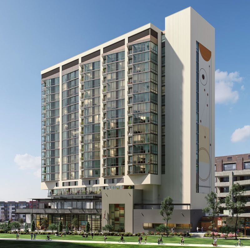 A rendering of Signal House, a luxury active-adult residential tower at Ponce City Market in Atlanta. Image courtesy of Jamestown.