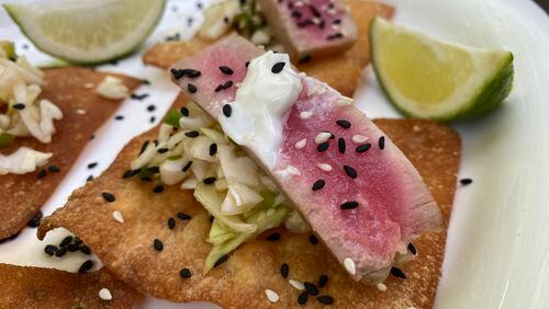 Open-Face Tuna Tacos can be prepared quickly. (Ligaya Figueras / ligaya.figueras@ajc.com)