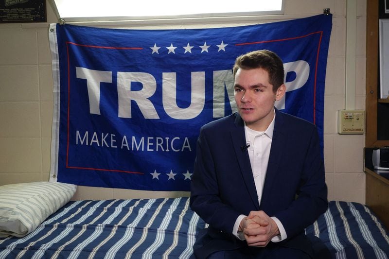 The visit that white nationalist Nick Fuentes, shown in a photo from 2016, recently made to Donald Trump's Mar-a-Lago estate in Florida brought criticism down upon the former president from some of his fellow Republicans, including Georgia Gov. Brian Kemp. (William Edwards/AFP/Getty Images/TNS)