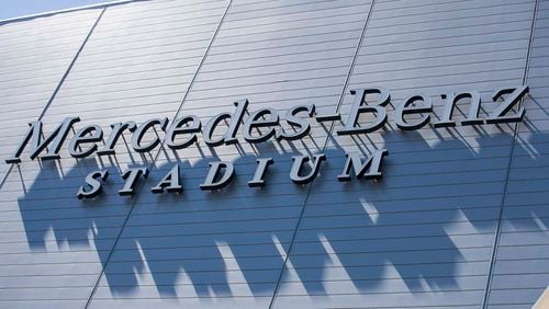 The exterior of Mercedes-Benz Stadium in downtown Atlanta.  (ALYSSA POINTER / ALYSSA.POINTER@AJC.COM)