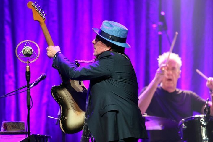 Elvis Costello & the Imposters, featuring Charlie Sexton on guitar, rocked the sold out Coca Cola Roxy Theatre on Tuesday, January 30, 2024.Robb Cohen for the Atlanta Journal-Constitution