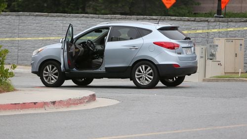 Ross Harris’s Hyundai Tucson sits in the parking lot of the Akers Mill Square shopping center in Cobb County on June 18, 2014 — the day Cooper passed away. Ben Gray / bgray@ajc.com