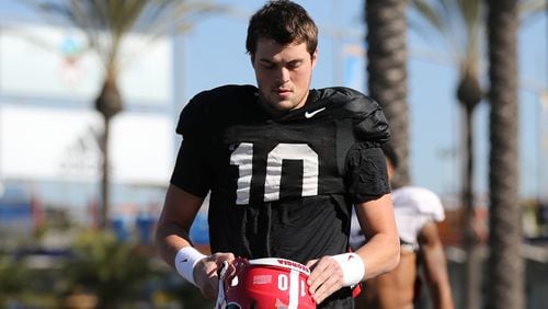 Jacob Eason at practice in L.A.