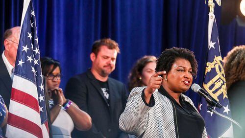 Stacey Abrams launches her Fair Fight 2020 initiative at Annistown Elementary in Snellville. AJC/Alyssa Pointer