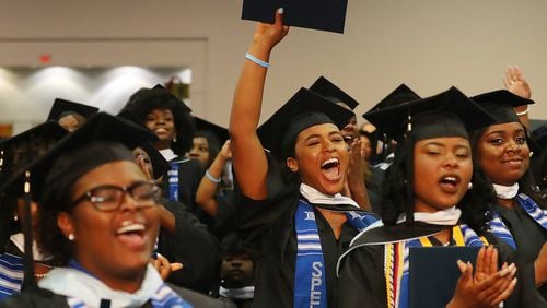Graduates celebrate receiving their diplomas during the Spelman College 2017 Commencement Ceremony at the Georgia International Convention Center. Spelman was ranked as the nation’s top historically black college and university, according to U.S. News & World Report. Curtis Compton/ccompton@ajc.com