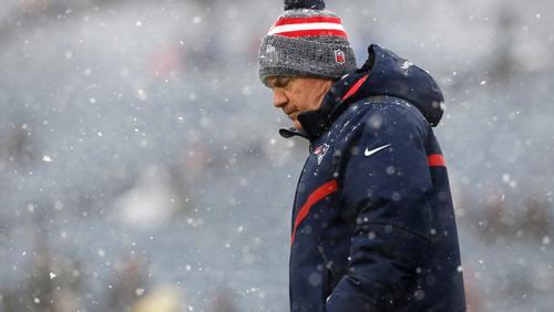 New England Patriots head coach Bill Belichick prior to an NFL football game, Sunday, Jan. 7, 2024, in Foxborough, Mass. (AP Photo/Michael Dwyer)